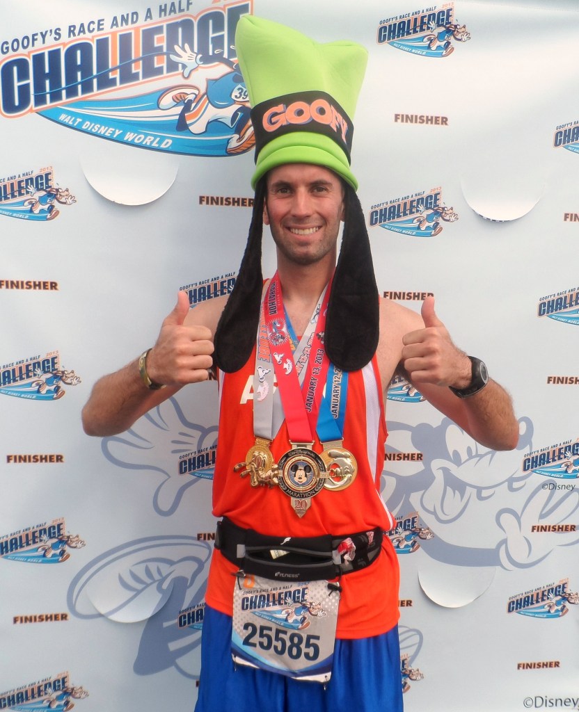 my alpha after completing the full and half marathon at Disney 