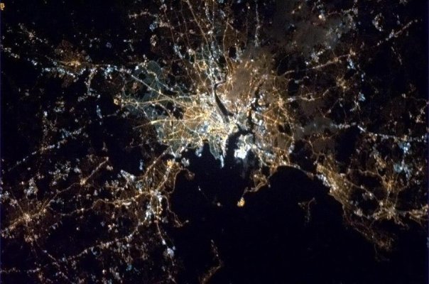 Canadian astronaut Chris Hadfield passed along this picture of Boston at night, as seen from the International Space Station, in recognition of the city's tragedy.